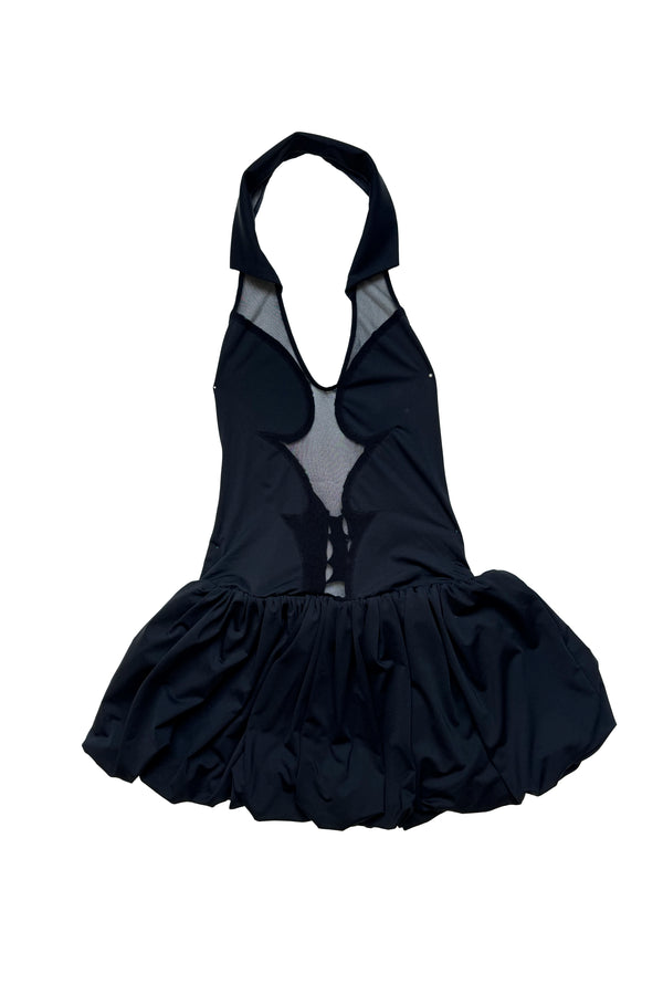 RUIbuilt 25 Spring and Summer Sports Splicing Thorn Puffy Dress RUI-RSS25WV09-HEI Onyx Black